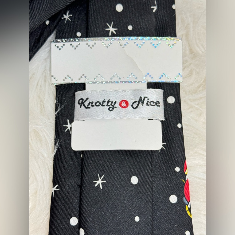 🎄NWT Knotty & Nice Motorcycle Biker Santa Christmas Tie - Picture 4 of 8